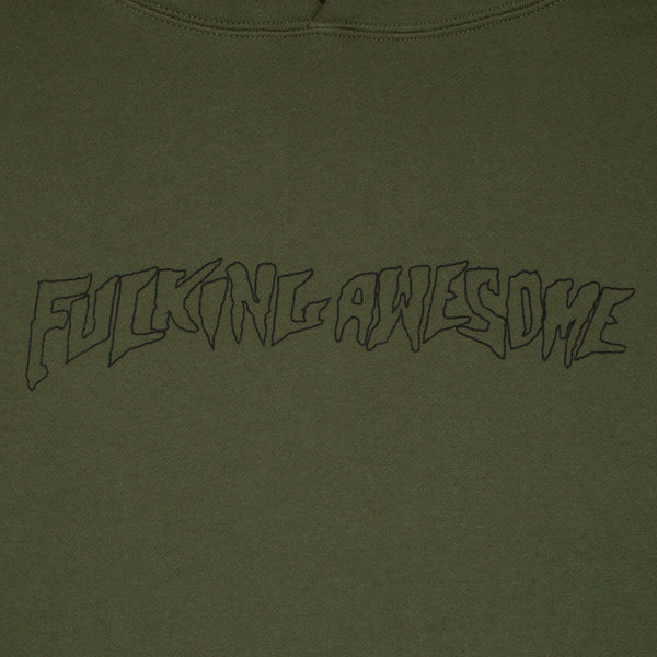 FUCKING AWESOME OUTLINE STAMP HOODIE - OLIVE - PLA Skateboarding