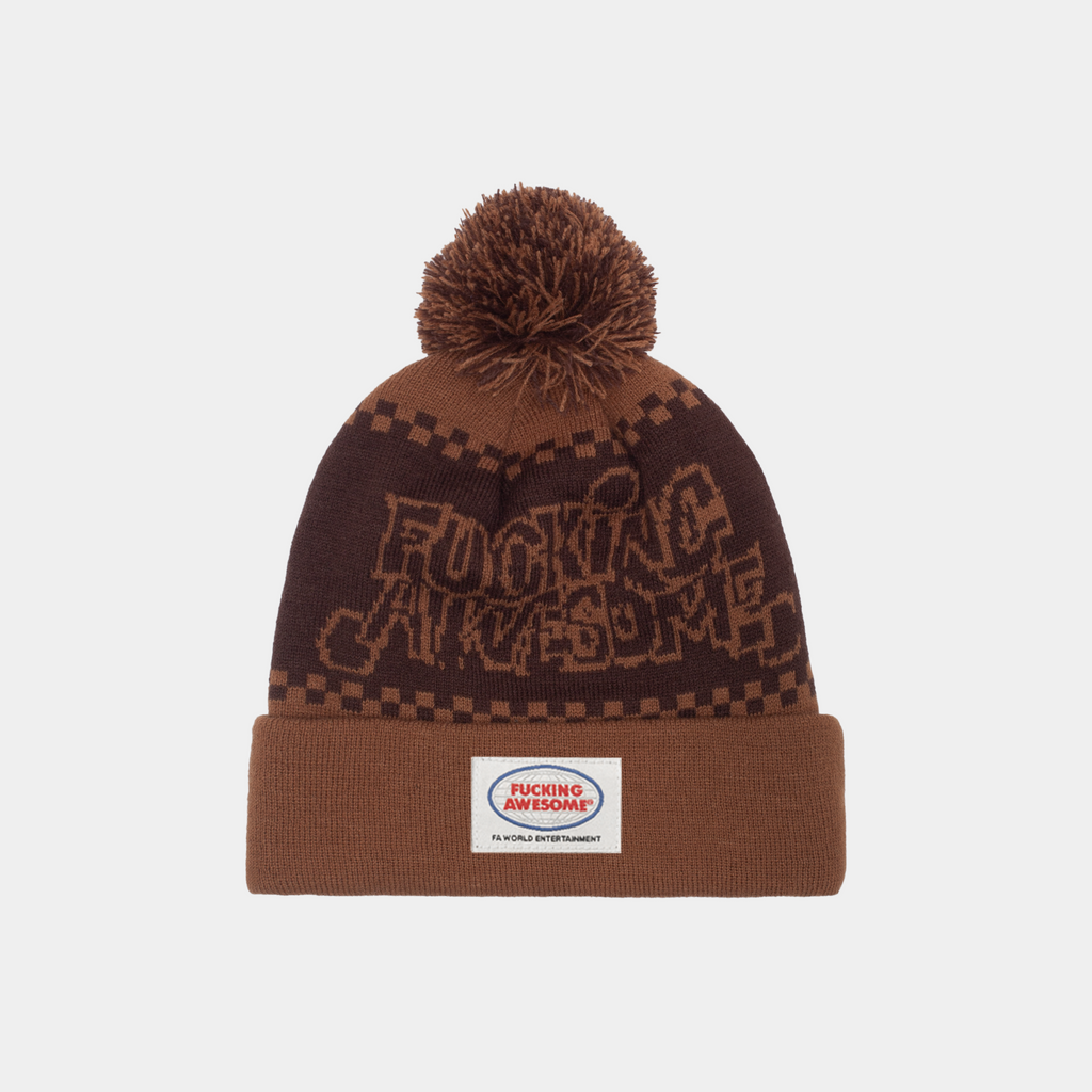 FUCKING AWESOME PBS JACQUARD BALL BEANIE - BROWN