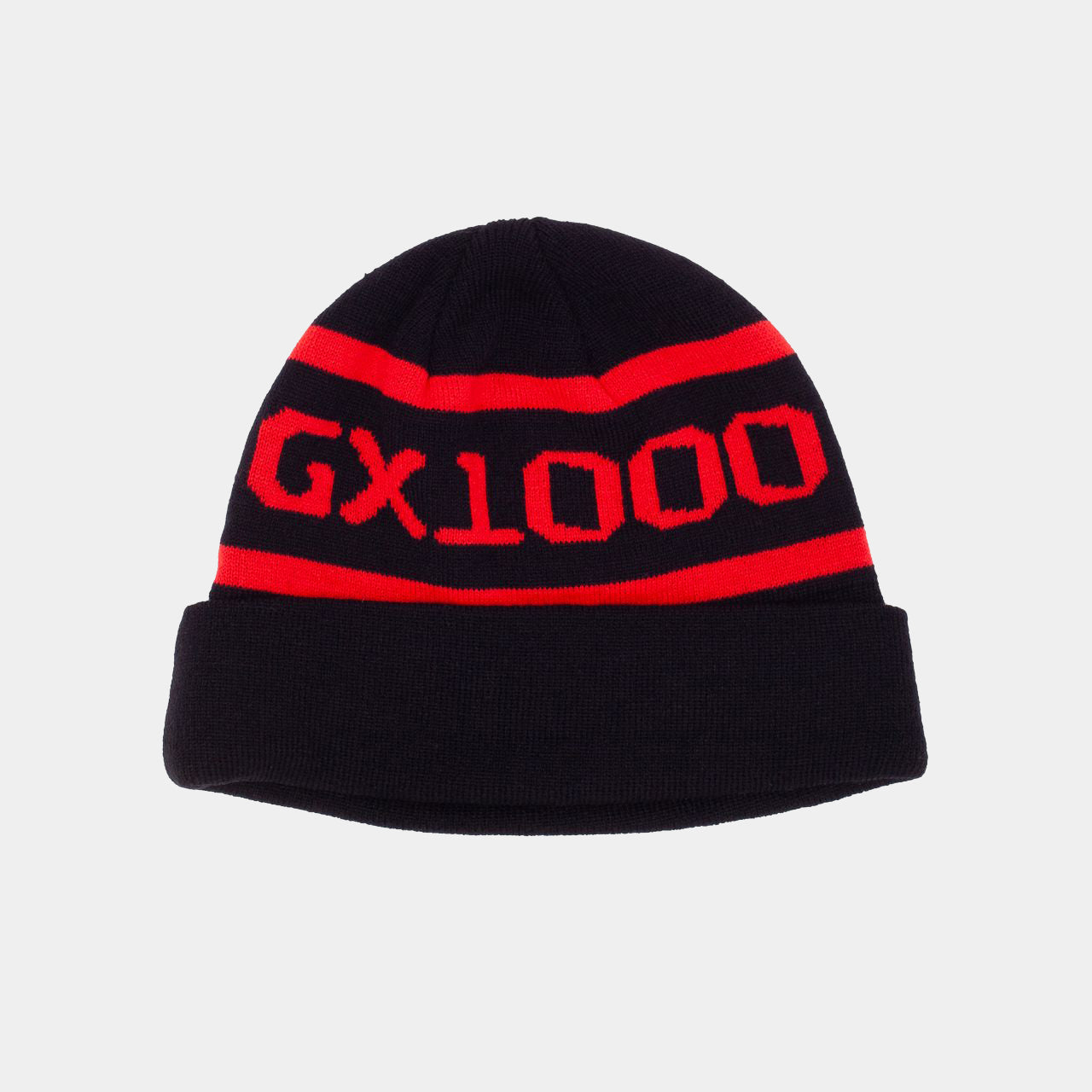 GX1000 OG LOGO BEANIE - BLACK/RED - PLA Skateboarding